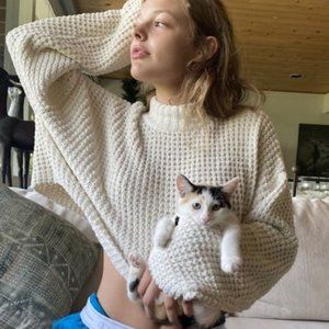 UO Mila Mock Neck Cropped Sweater